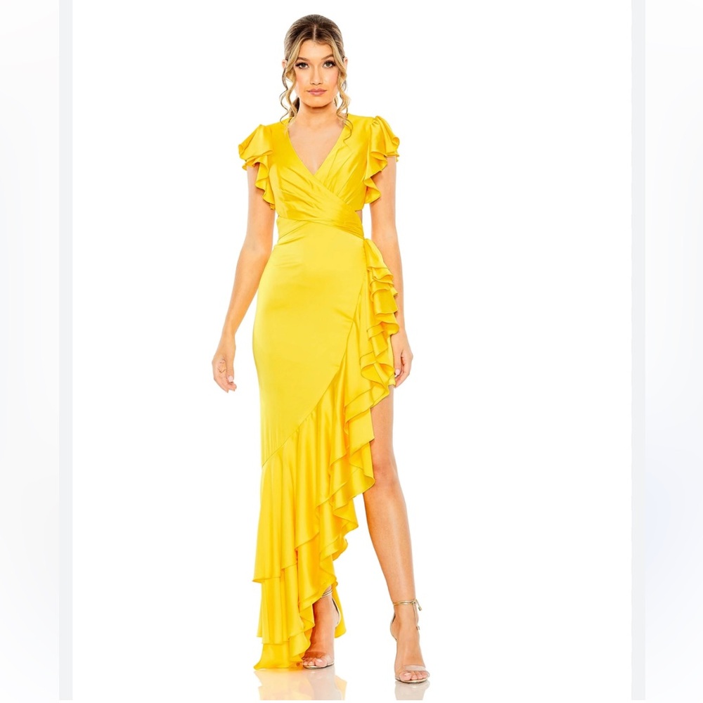 Mac Duggal Mango Satin Ruffle Formal Gown